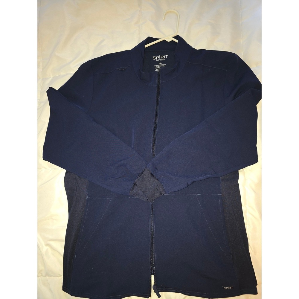 Spirit Scrubs Womens XXL Navy Blue Full Zip Scrub Jacket Mock Neck PWJ709